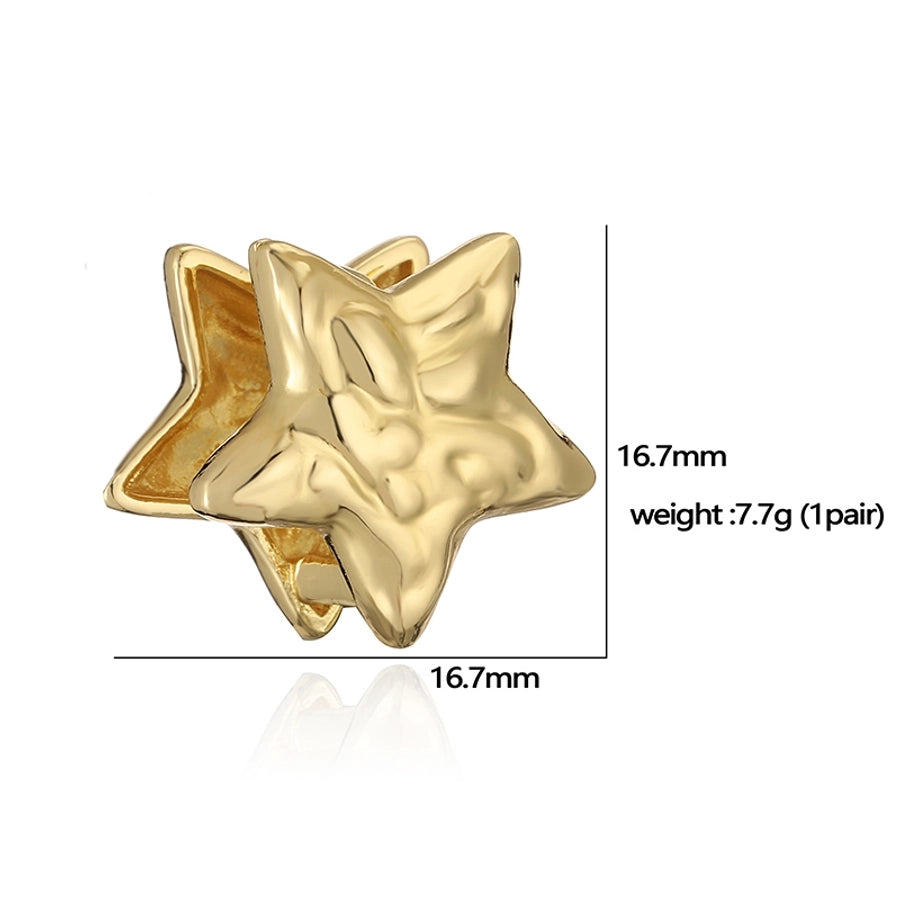 1 Pair IG Style Pentagram Four Leaf Clover Round Plating Copper 18K Gold Plated Earrings