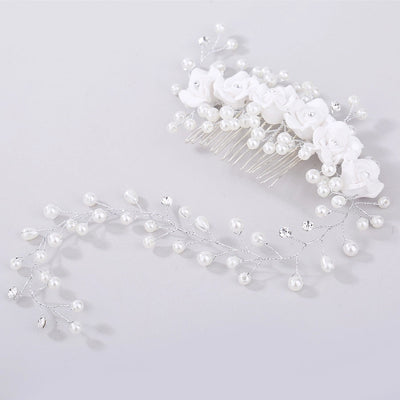 fashion bridal handmade pearl flower soft  flower hair comb