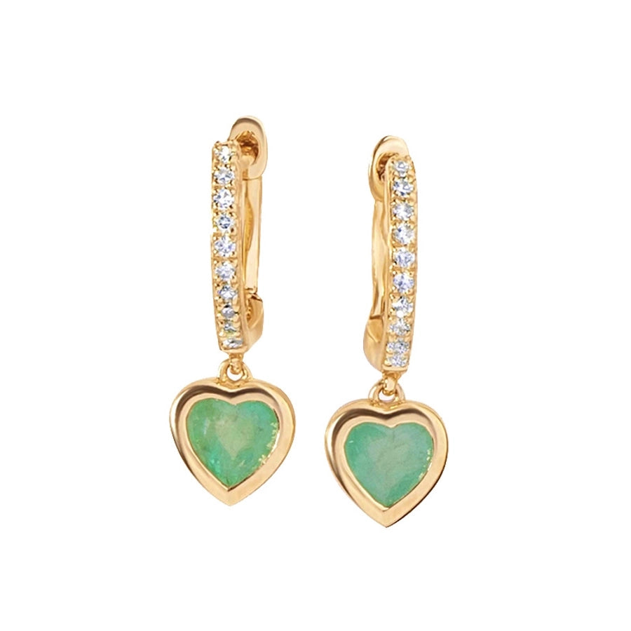 1 Pair IG Style Shiny Heart Shape Inlay Copper Zircon Gold Plated Drop Earrings
