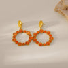 1 Pair Elegant Vintage Style Round 304 Stainless Steel Opal 18K Gold Plated Drop Earrings