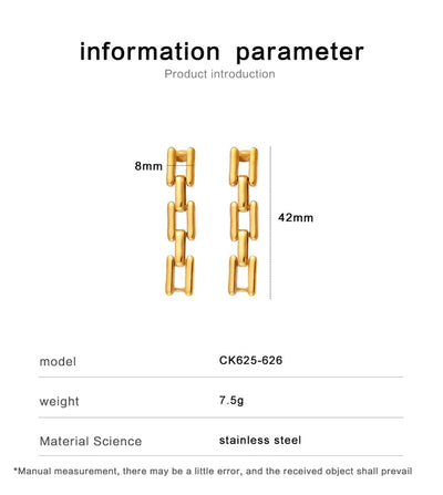 1 Pair Simple Style Commute Square 304 Stainless Steel 316 Stainless Steel  18K Gold Plated Drop Earrings