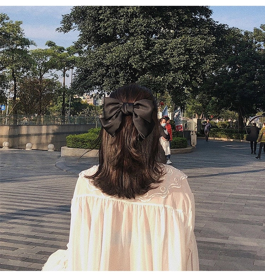 preppy style bow knot cloth hair clip 1 piece