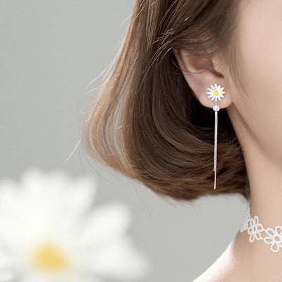 1 Pair Sweet Simple Style Daisy Plating Copper Drop Earrings