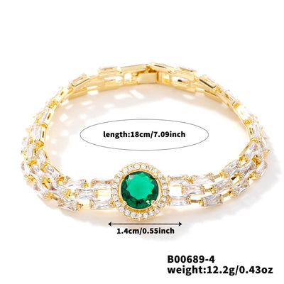 Copper K Gold Plated Inlay Water Droplets Zircon Bracelets