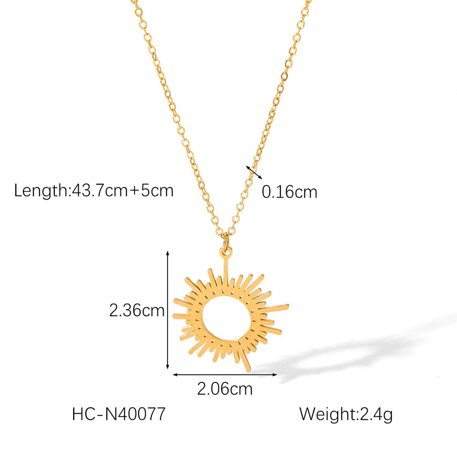 Wholesale Jewelry IG Style Vintage Style Classic Style Eight awn star Sun 304 Stainless Steel Titanium Steel 18K Gold Plated Pendant Necklace cable chain