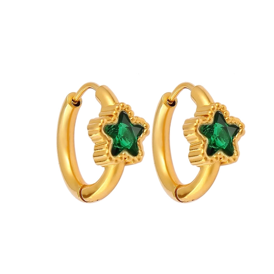 1 Pair Simple Style Commute Pentagram 304 Stainless Steel 316 Stainless Steel  Rhinestones 18K Gold Plated Earrings