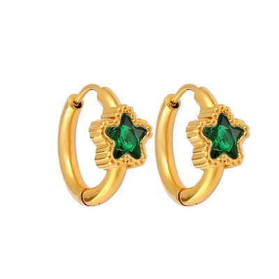 1 Pair Simple Style Commute Pentagram 304 Stainless Steel 316 Stainless Steel  Rhinestones 18K Gold Plated Earrings