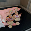 1 pair retro geometric heart shape bow knot alloy rhinestones drop earrings