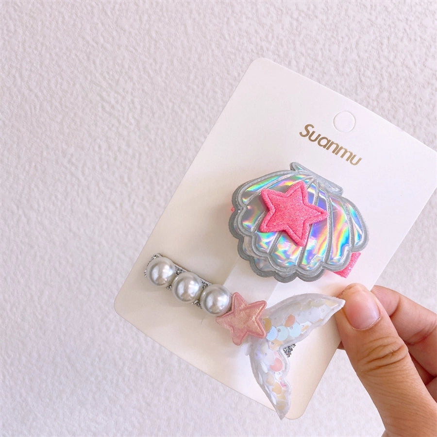 Girl'S Simple Style Classic Style Mermaid Cloth Contrast Collar Hair Clip