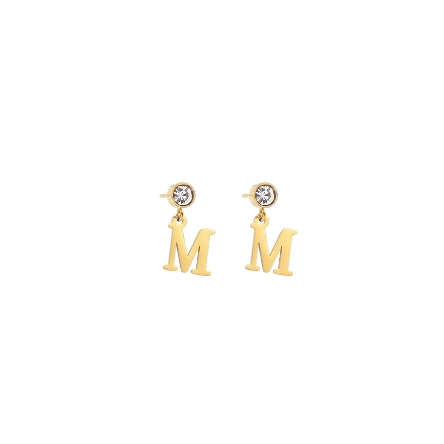1 Pair Casual Simple Style Classic Style Letter Inlay 201 Stainless Steel 304 Stainless Steel Zircon Drop Earrings