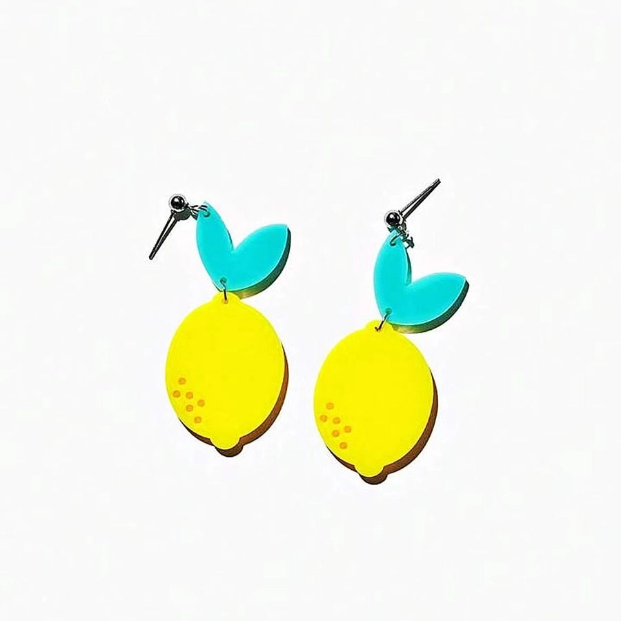 Acrylic Sheet Lemon Earrings Summer Vacation Acrylic Women Jewelry Earrings Trendy Fruit Earrings
