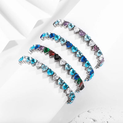 Shiny Heart Shape Titanium Steel Zircon Bracelets In Bulk