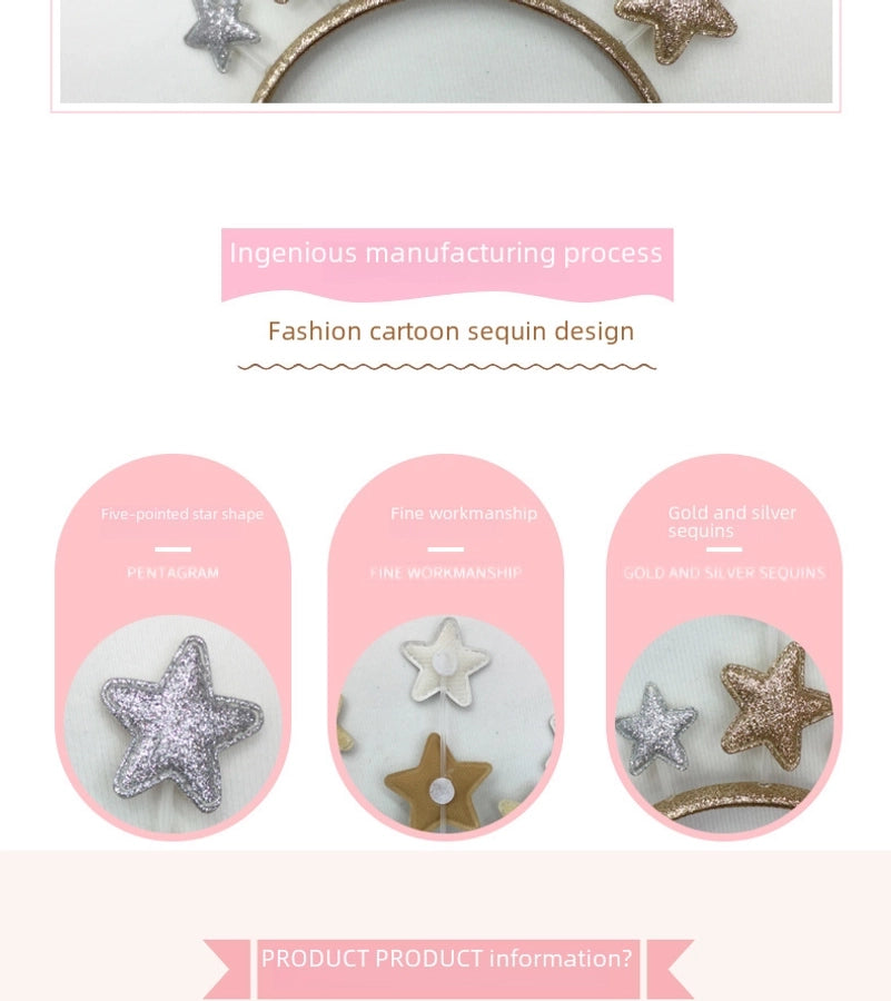 new Christmas creative small fresh five-pointed star children's hairband hair accessories metal around the side headband
