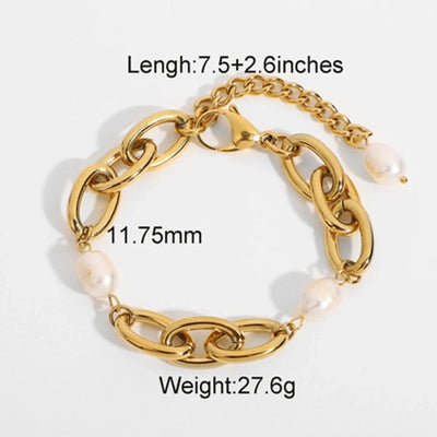 Elegant Geometric Stainless Steel Beaded Chain Bracelets In Bulk