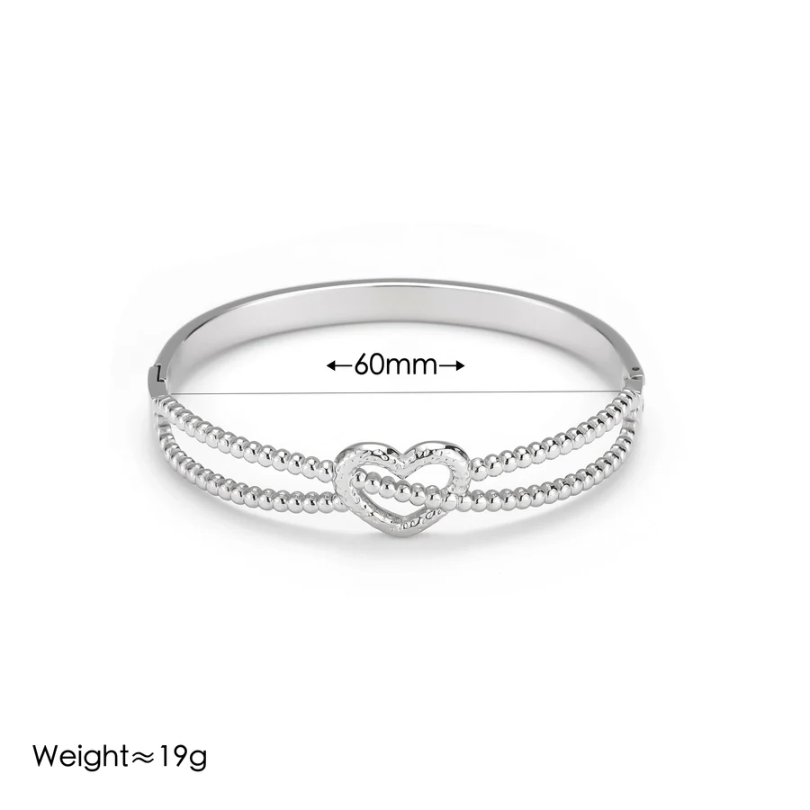 Vintage Style Classic Style Heart Shape 304 Stainless Steel 18K Gold Plated Bangle In Bulk