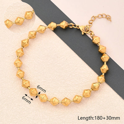 Casual Simple Style Round Oval Solid Color 304 Stainless Steel 18K Gold Plated Bracelets In Bulk