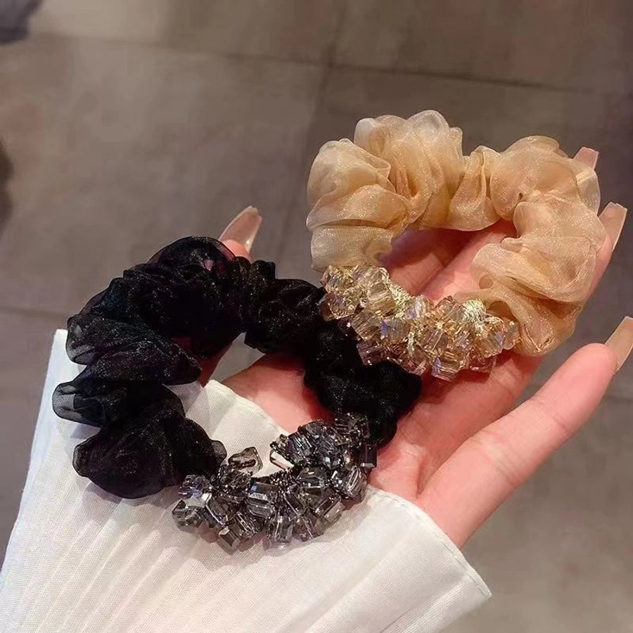 elegant simple style solid color organza hair tie