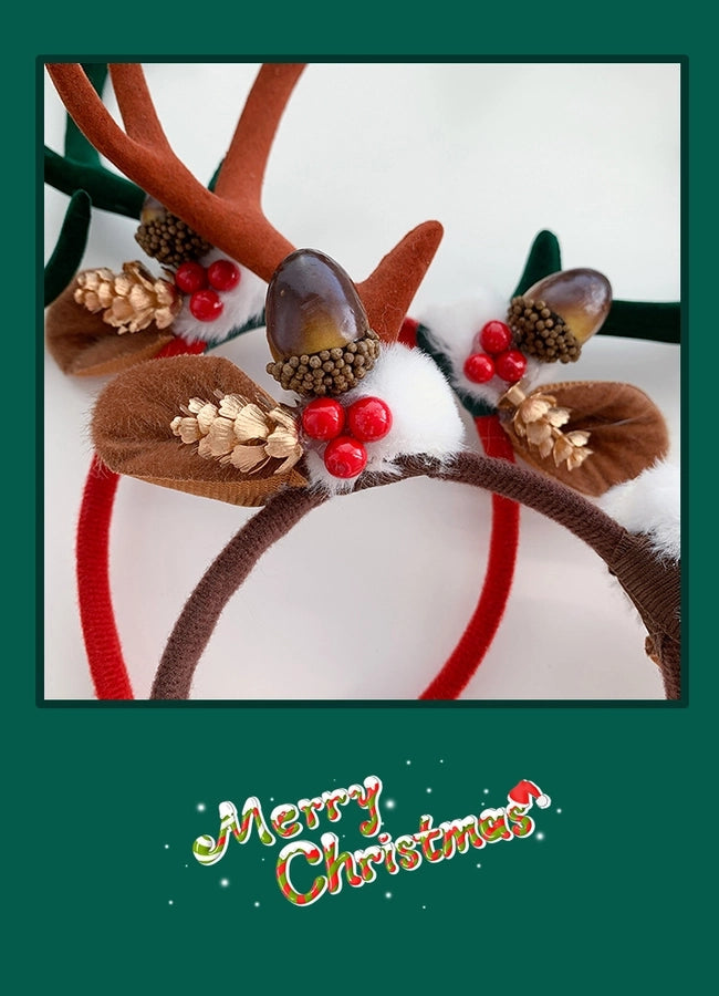 Internet Celebrity  Christmas Girl Heart Christmas Hair Band Cute Elk Horn Hair Accessories Pressure Hair Band
