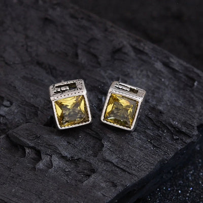 1 Pair Hip-Hop Vintage Style Square Inlay Copper Zircon Ear Studs
