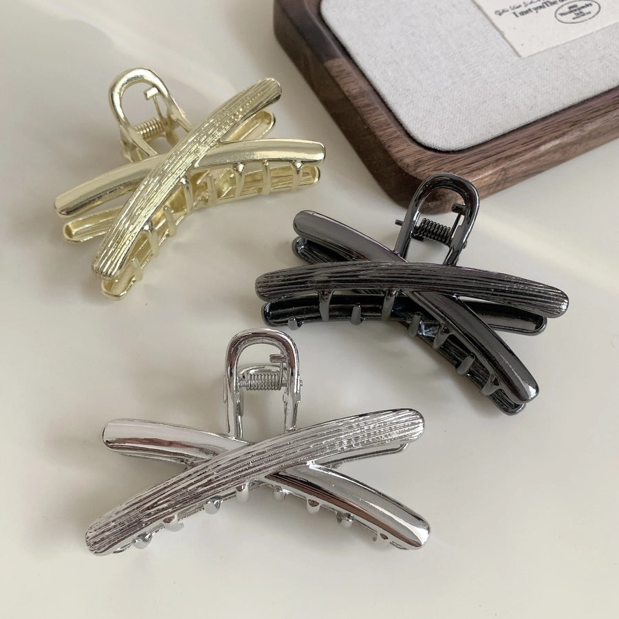 Women's Casual Simple Style Solid Color Alloy Criss Cross Hair Claws