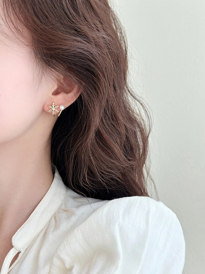 1 Pair Basic Geometric Plating Copper Imitation Pearl Zircon Earrings