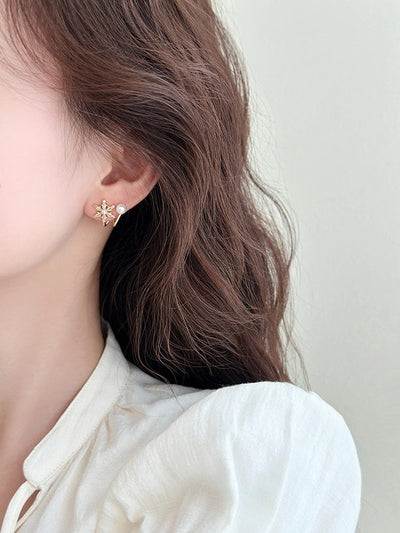 1 Pair Basic Geometric Plating Copper Imitation Pearl Zircon Earrings