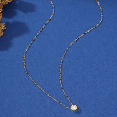 Jewelry Elegant Sweet Simple Style Round Copper Zircon Imitation Gold  Inlay Necklace