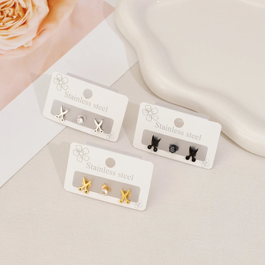 1 Set Sweet Simple Style Scissors Polishing 304 Stainless Steel 18K Gold Plated Ear Studs