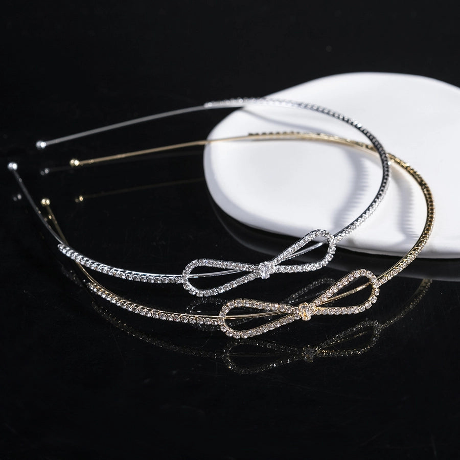 fashion bow knot metal inlay rhinestones hair band 1 piece