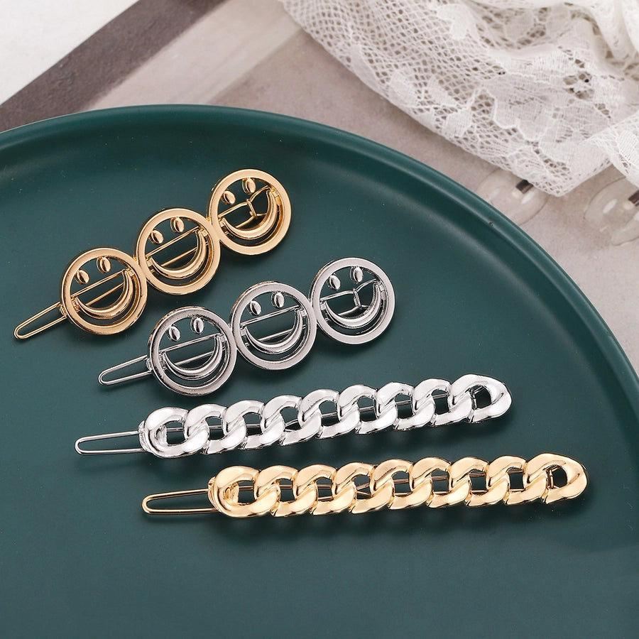 simple style solid color zinc alloy plating hair clip