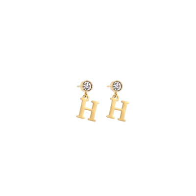 1 Pair Casual Simple Style Classic Style Letter Inlay 201 Stainless Steel 304 Stainless Steel Zircon Drop Earrings