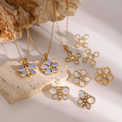 Jewelry Simple Style Classic Style Flower 304 Stainless Steel Jewelry Set