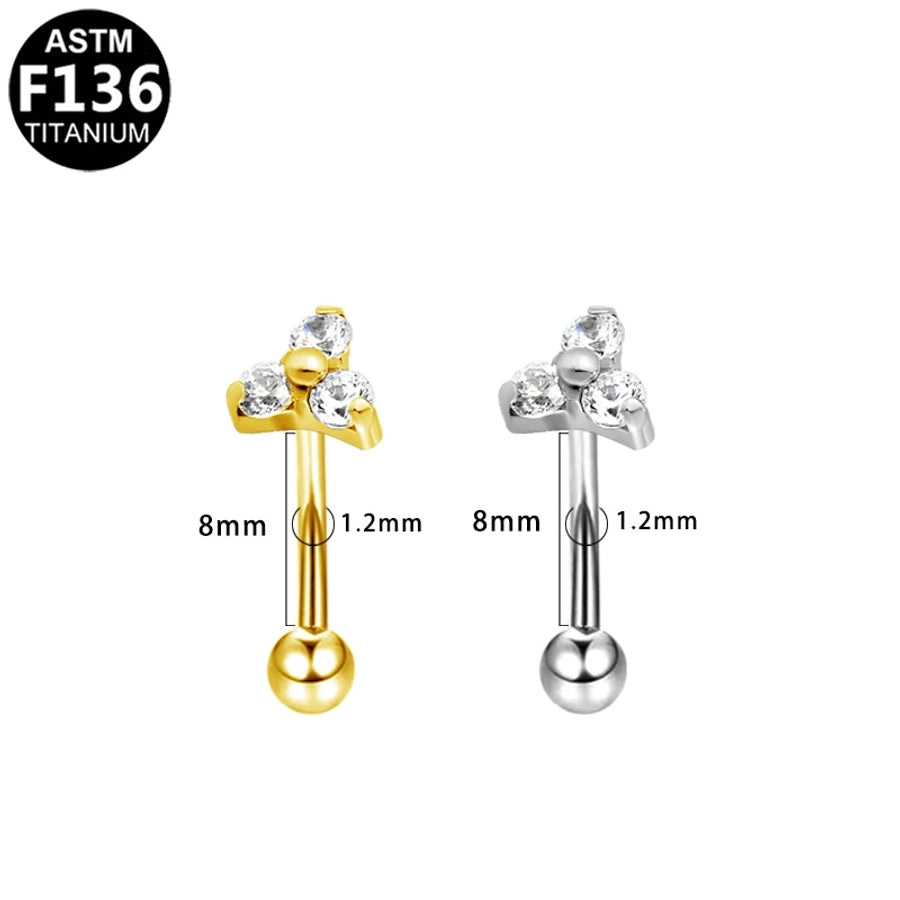 1 Piece Eyebrow Studs Casual Classic Style Oversized Sunflower Pure Titanium Titanium Alloy Zircon 14K Gold Plated White Gold Plated Eyebrow Studs