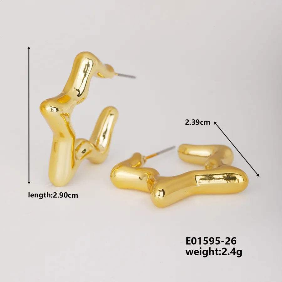 1 Pair Basic Classic Style Geometric Star Heart Shape Irregular CCB K Gold Plated Stud Earrings