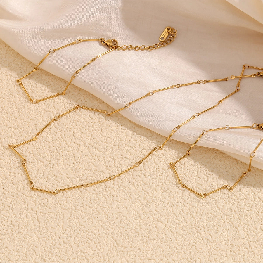 Jewelry Simple Style Solid Color 304 Stainless Steel Titanium Steel 18K Gold Plated Bracelets Anklet Necklace