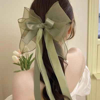 sweet solid color cloth bowknot hair clip