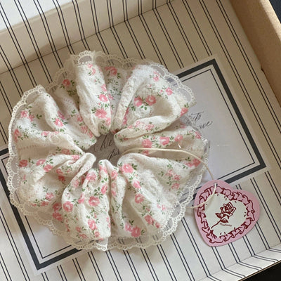 Small sweet summer garden Korean  floral lace hair band French super fairy Western style large intestine ring hair accessories