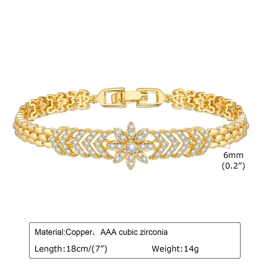 Wholesale Jewelry Vintage Style Classic Style Geometric Copper Zircon Bracelets Love Chain
