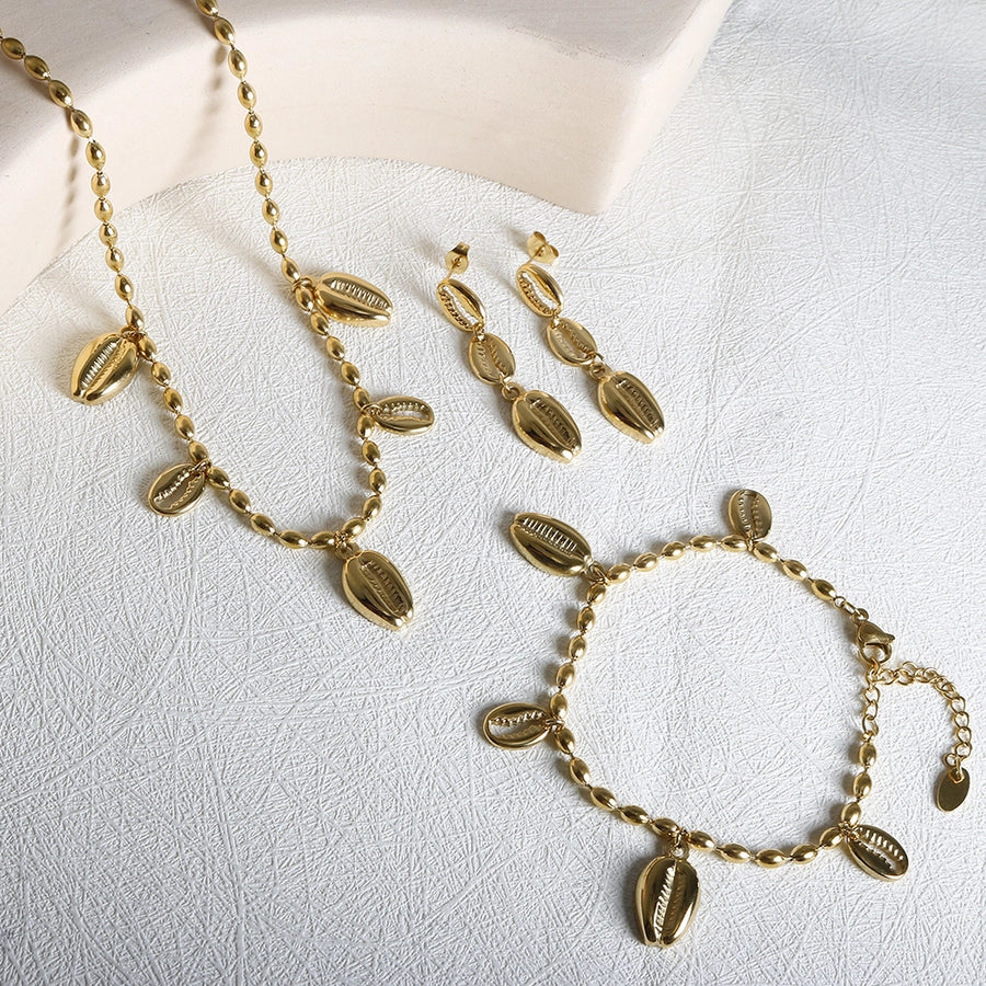 Jewelry Casual Marine Style Conch 304 Stainless Steel Plating Bracelets Earrings Necklace