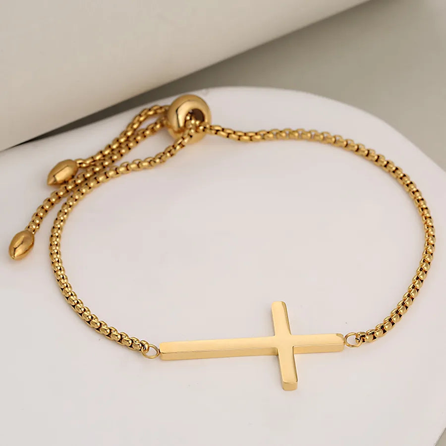 Casual Vacation Classic Style Cross Floral 304 Stainless Steel Imitation Pearl box chain Bracelets In Bulk