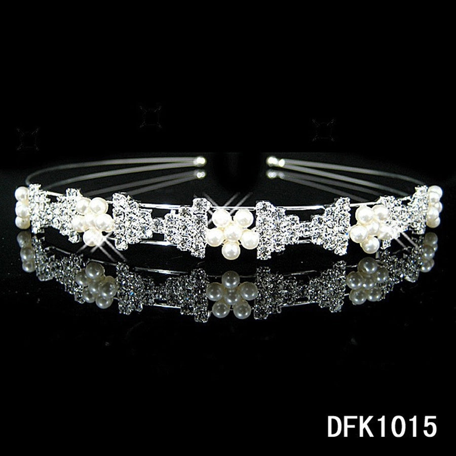 simple style crown flower copper inlay artificial pearls rhinestones hair band 1 piece