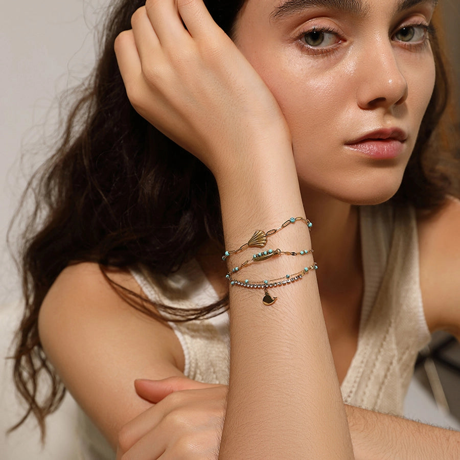 Elegant Simple Style Dolphin Shell 304 Stainless Steel Bracelets In Bulk