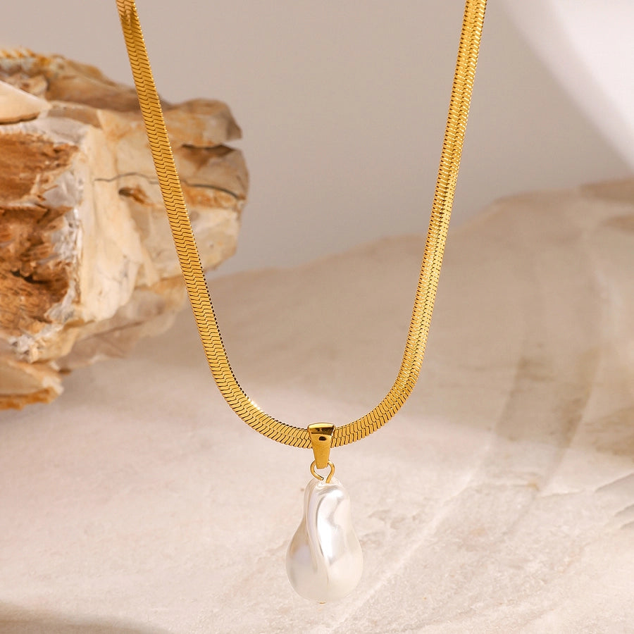 Jewelry Simple Style Classic Style Irregular 304 Stainless Steel Pearl Pendant Necklace