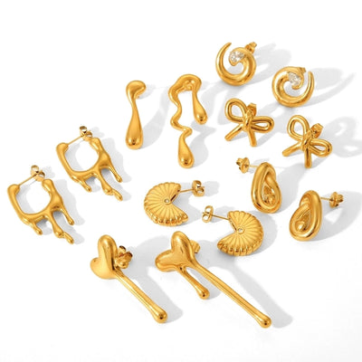 1 Pair IG Style French Style Heart Shape Bow Knot Thread 304 Stainless Steel Titanium Steel 18K Gold Plated Ear Studs