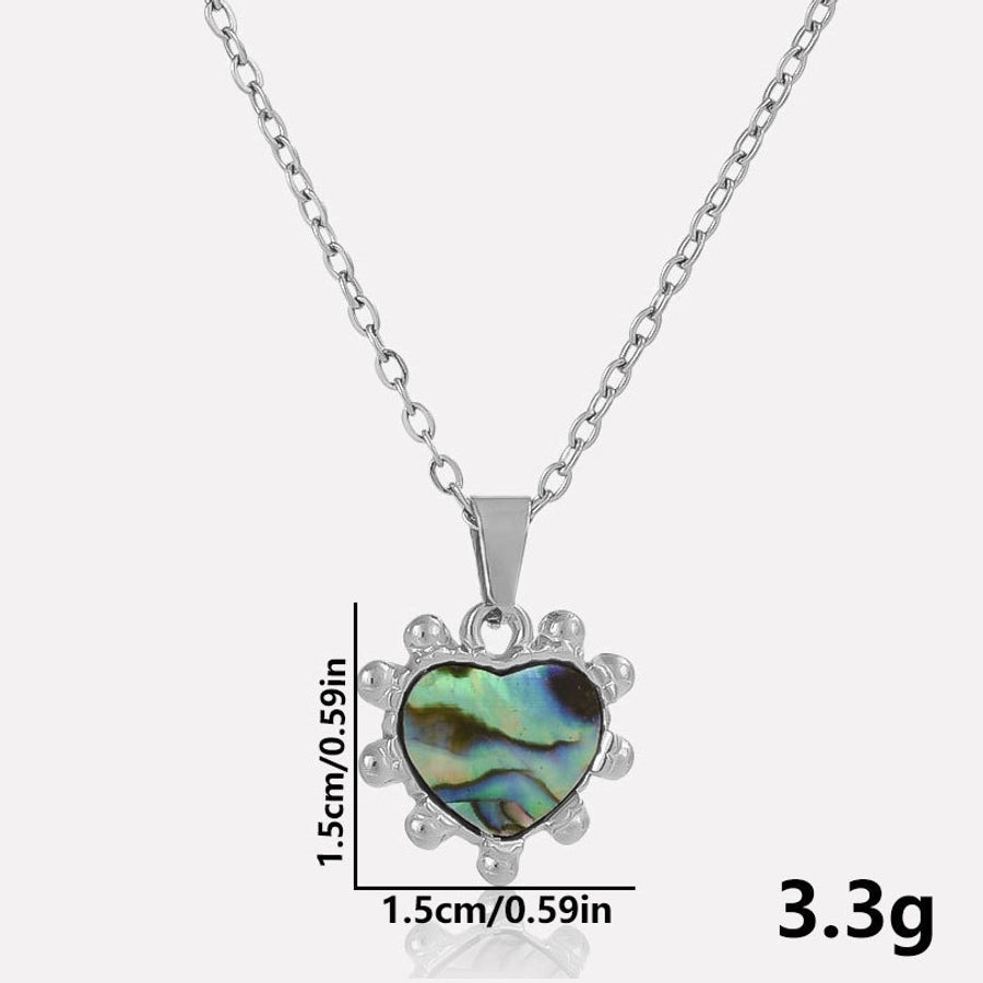 Jewelry Vintage Style Classic Style Heart Shape 304 Stainless Steel Shell Abalone Shell 18K Gold Plated Pendant Necklace