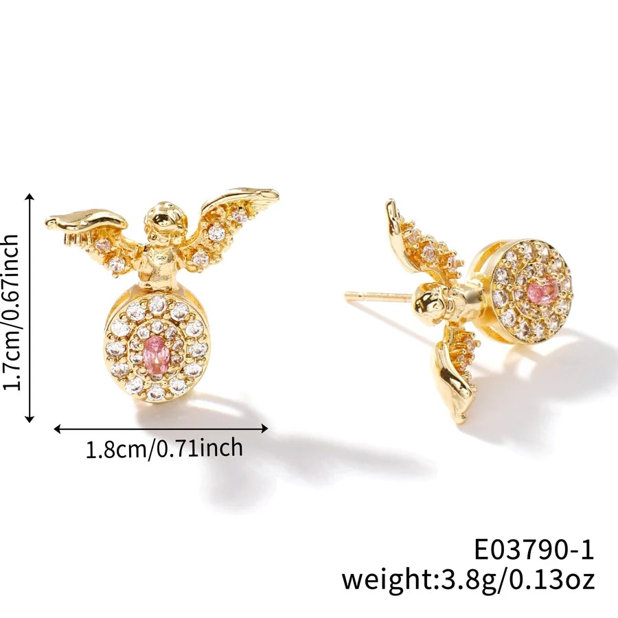 1 Pair Elegant Glam Shiny Geometric Inlay Copper Zircon K Gold Plated Rhodium Plated Drop Earrings