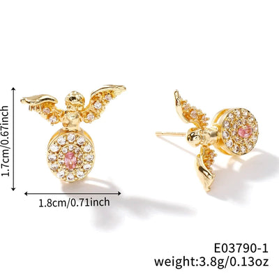 1 Pair Elegant Glam Shiny Geometric Inlay Copper Zircon K Gold Plated Rhodium Plated Drop Earrings