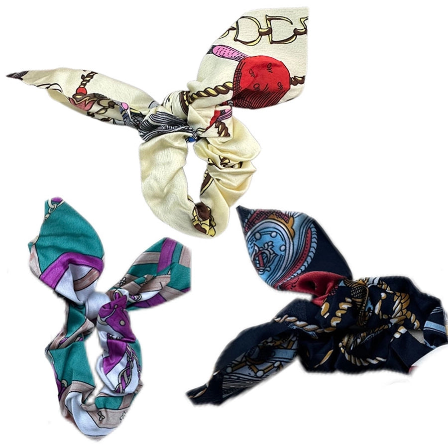 Women's Lady Modern Style Bunny Ears Bow Knot Cloth Hair Tie