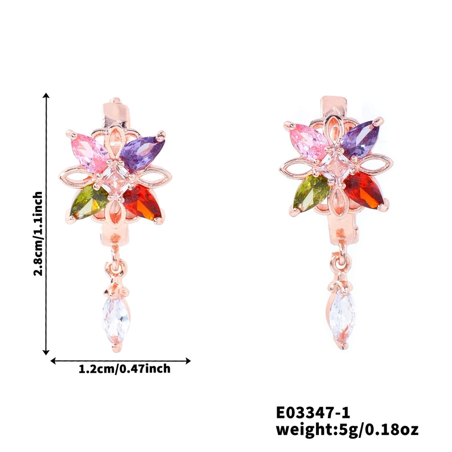 1 Pair Elegant Glam Shiny Cat Inlay Copper Zircon K Gold Plated Rhodium Plated Earrings