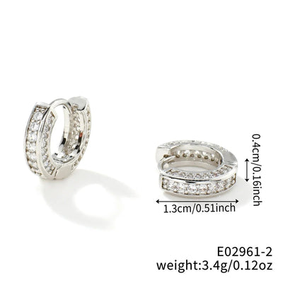 1 Pair Cute Shiny Korean Style Geometric Inlay Copper Zircon K Gold Plated Earrings